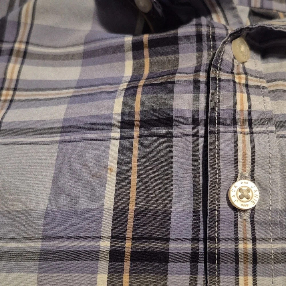Janie and Jack boys 18-24 months blue & tan plaid shirt 2012 play condition - Picture 7 of 7